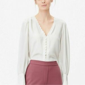 Tailored by Rebecca Taylor 100% Silk White Blouse